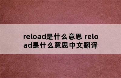 reload是什么意思 reload是什么意思中文翻译